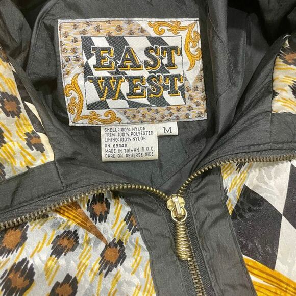 Y2K 90’s EAST WEST BOMBER JACKET LEOPARD SHOULDER PADS Sz M GROOVING STREETWEAR - Picture 6 of 16